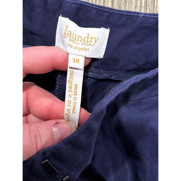 Laundry by Shelli Segal Womens Pants Cotton Stretch Casual Navy Blue Size 10 - Picture 5 of 12
